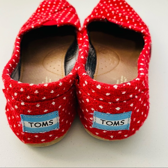 TOMS Red/White Classic Slip On Flats Size 6.5 - Picture 3 of 6